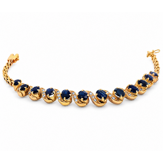 Pre Owned 9ct Sapphire and Diamond Bracelet ZB894